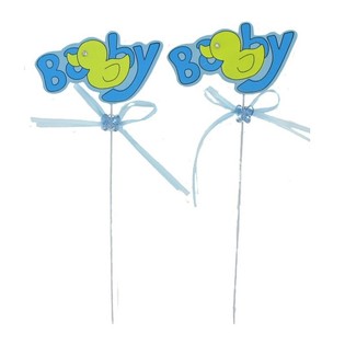 Piques pour g&acirc;teau de naissance - Bleu B&eacute;b&eacute; (12 pcs)