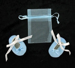 Petits Chaussons de B&eacute;b&eacute; avec Sachet Cadeau - Bleu (12 paires)