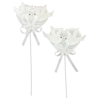Pique &agrave; g&acirc;teau - Tourterelles sur c&oelig;ur (12 pcs)