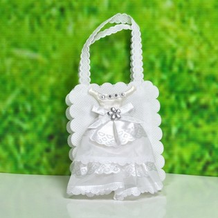 Sachet de Mariage pour Drag&eacute;es - Mod&egrave;le Robe de Mari&eacute;e (12 pcs)