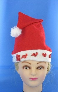BONNET DE NO&Euml;L avec TRA&Icirc;NEAU LUMINEUX (12 pcs)