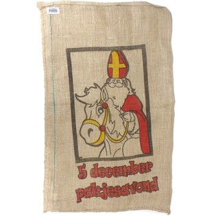 Grand Sac en Jute de Saint Nicolas et P&egrave;re No&euml;l