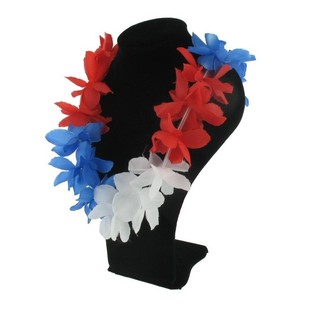 Collier Hawa&iuml;en - Rouge / Blanc / Bleu (12 pcs.)