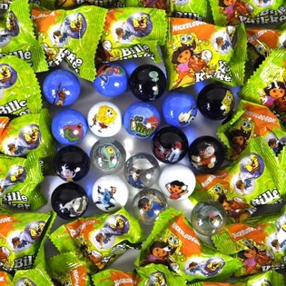 BILLES SOUS LICENCE - NICKELODEON DORA, BOB L'&Eacute;PONGE, AVATAR (96 pces)