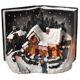 Village de No&euml;l en Forme de Livre avec &Eacute;clairage Glow