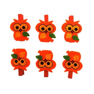 Mini pinces d&eacute;coratives 6 pi&egrave;ces - Mod&egrave;le : Hibou (24 lots)