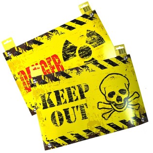 PANNEAU DE PORTE D&Eacute;CORATIF - "DANGER" / "KEEP OUT" (12 pcs)