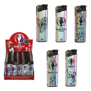 Briquets &eacute;lectriques UEFA EURO 2016 en pr&eacute;sentoir - 50 pcs (Dernier stock)
