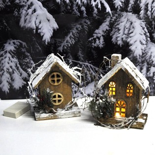 Maisons de No&euml;l D&eacute;coratives de Luxe avec &Eacute;clairage (15 pcs)