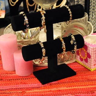 Pr&eacute;sentoir &agrave; bracelets en velours 2 rouleaux (3 pcs)