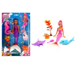 Grande Poup&eacute;e Sir&egrave;ne sur Carte, 25 cm (Lot de 2)