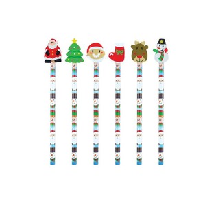CRAYON DE NO&Euml;L AVEC GOMME FIGURINE (24 pcs)