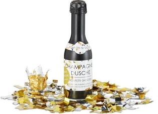 Canon &agrave; confettis bouteille de champagne 31 cm &ndash; Argent et or (4 pi&egrave;ces)