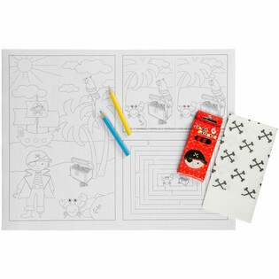 BOX RESTAURATION COMPL&Egrave;TE PIRATE - 48x Sets de Crayons + 100x Coloriages + 100x Serviettes (248 pcs)