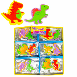 Lot de 2 Gommes DINO en Pr&eacute;sentoir (36 pcs)