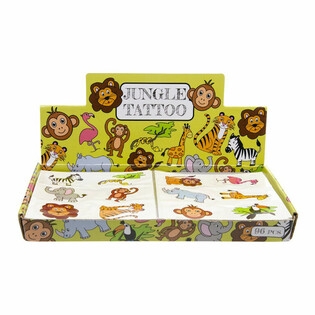 TATOUAGES FUN &ndash; MOD&Egrave;LE : ANIMAUX DE LA JUNGLE (96 pcs)