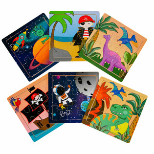 Mix de Puzzles en Bois pour Gar&ccedil;ons en Pr&eacute;sentoir (24 pcs)