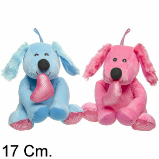 CHIEN EN PELUCHE AVEC C&OElig;UR - 17 CM - MIX COULEURS (12 pcs)