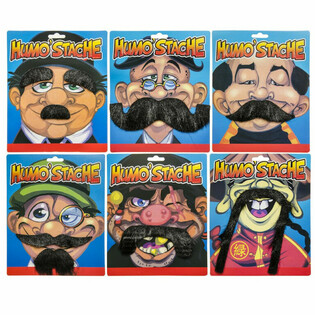 Fausses Moustaches Adh&eacute;sives Amusantes sur Carte (24 pi&egrave;ces)