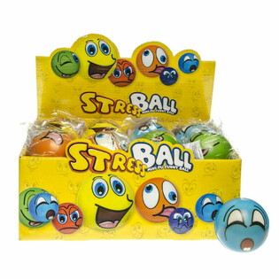 BALLES ANTI-STRESS SMILEY EN PR&Eacute;SENTOIR (24 pcs)