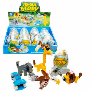 Briques de Construction Brick en &OElig;uf - Mix Animaux de la Jungle (12 pcs)
