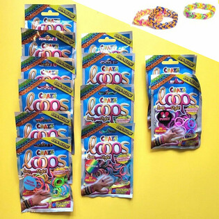 CRAZE LOOPS LOOM - POCHETTES SURPRISES - EN PR&Eacute;SENTOIR (12 pi&egrave;ces)