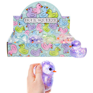 SQUEEZE DUCK CANARD - COULEURS MIXTES - EN PR&Eacute;SENTOIR (12 pcs.)