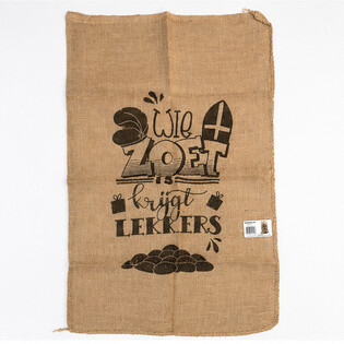 GRAND SAC EN JUTE SAINT-NICOLAS - AVEC TEXTE HOLLANDAIS - Env. 60 x 100 cm (1 pc)
