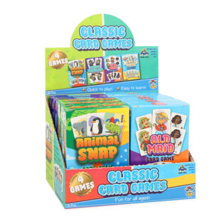 ASSORTIMENT DE 4 JEUX DE CARTES CLASSIQUES - EN PR&Eacute;SENTOIR (12 pcs)